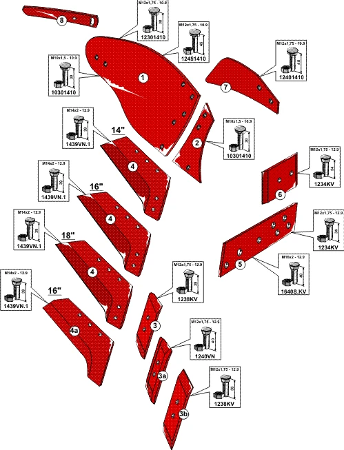 Explosionszeichnung Vogel und Noot Pflugkörper Typ WY400